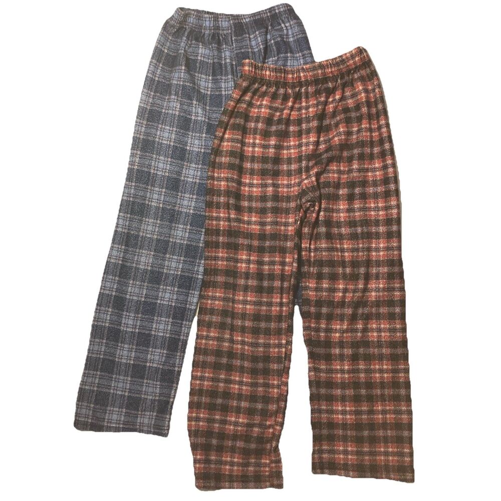 2-Boys Sz 8 PJ Pants lot, Fleece, Cambridge, Plaid Blue, Red, GUC